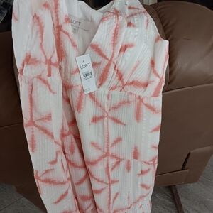 LOFT Pink and White Textured Dress
